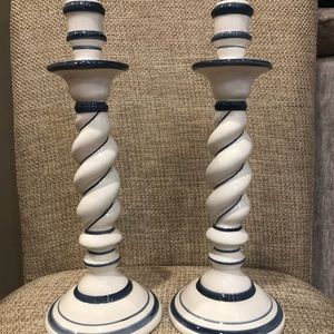 OGG Made in Italy Blue and White Candlestick Holders.